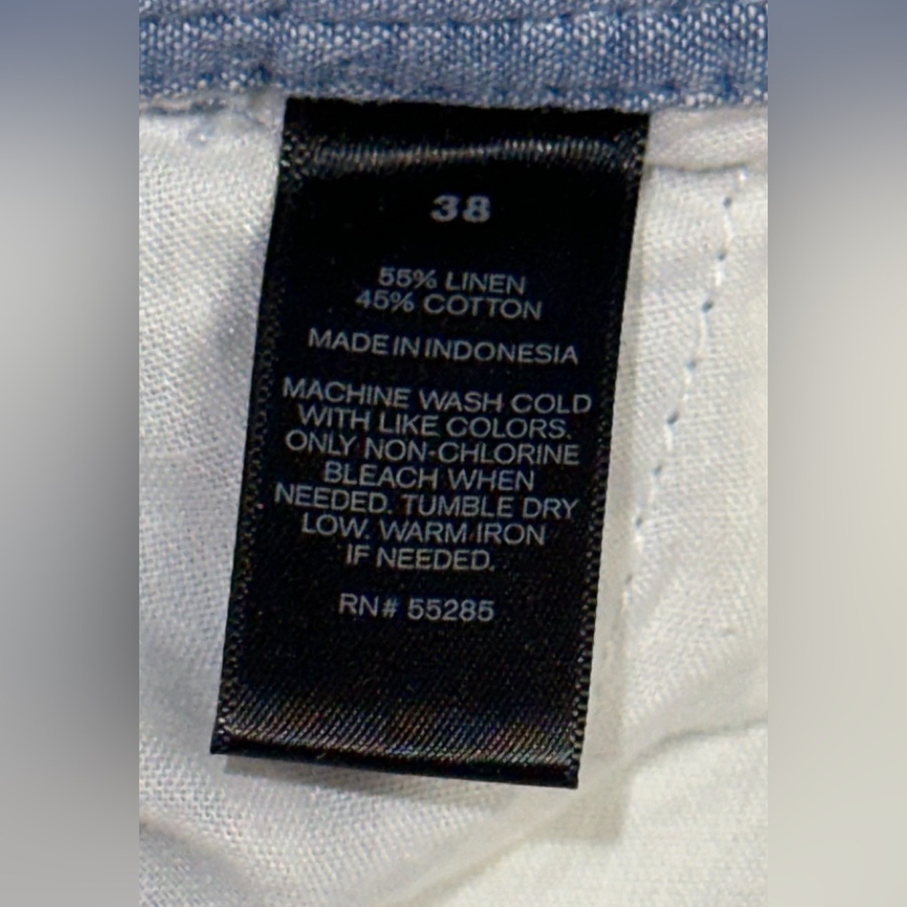 Express Size 38 Men's Linen Blend Shorts Classic Fit Blue Pockets Dress Casual - Picture 7 of 7